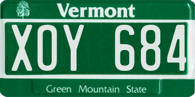 VT license plate XOY684