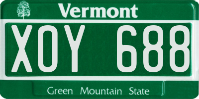 VT license plate XOY688