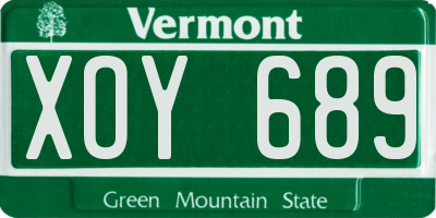 VT license plate XOY689