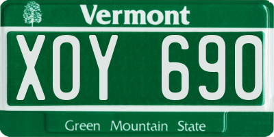 VT license plate XOY690