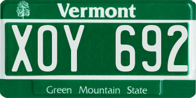VT license plate XOY692