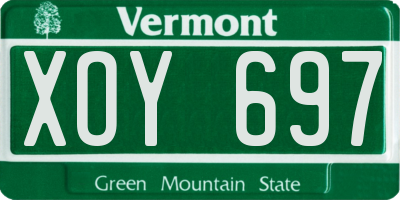 VT license plate XOY697