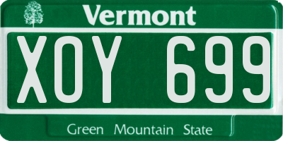 VT license plate XOY699