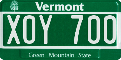 VT license plate XOY700