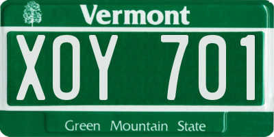 VT license plate XOY701