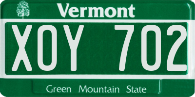 VT license plate XOY702