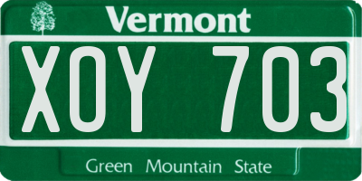 VT license plate XOY703