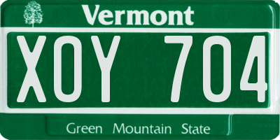VT license plate XOY704