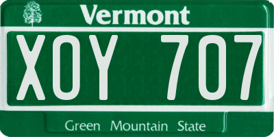 VT license plate XOY707