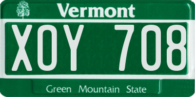 VT license plate XOY708