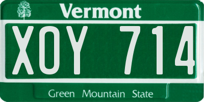 VT license plate XOY714