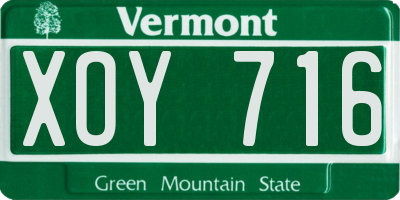 VT license plate XOY716