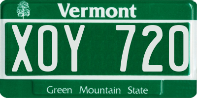 VT license plate XOY720
