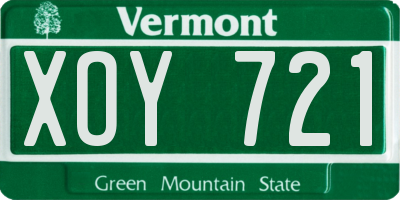 VT license plate XOY721
