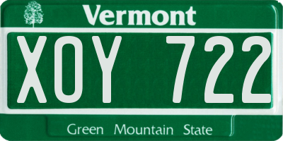 VT license plate XOY722