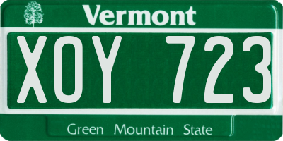 VT license plate XOY723
