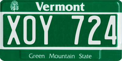 VT license plate XOY724