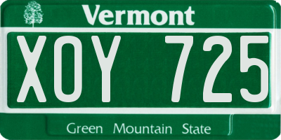 VT license plate XOY725