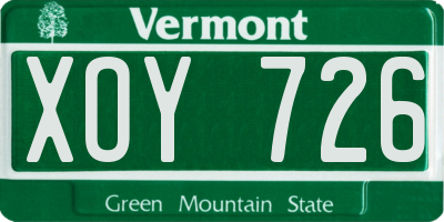 VT license plate XOY726