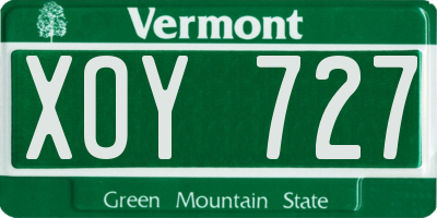 VT license plate XOY727