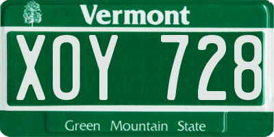 VT license plate XOY728
