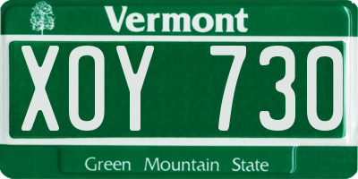VT license plate XOY730