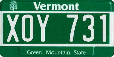 VT license plate XOY731