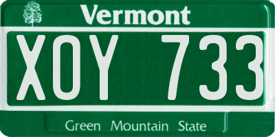 VT license plate XOY733