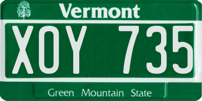 VT license plate XOY735
