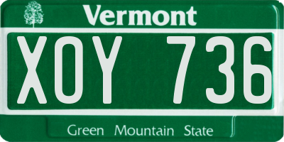VT license plate XOY736