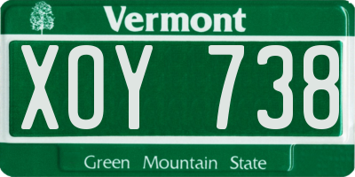 VT license plate XOY738