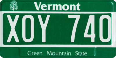VT license plate XOY740