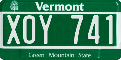 VT license plate XOY741