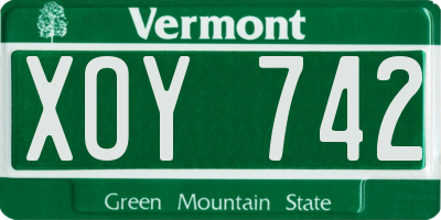 VT license plate XOY742