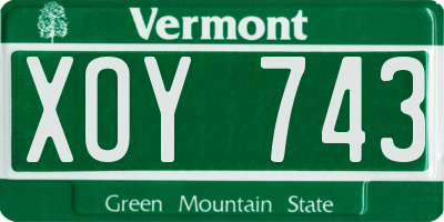 VT license plate XOY743