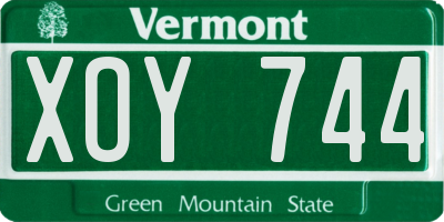 VT license plate XOY744