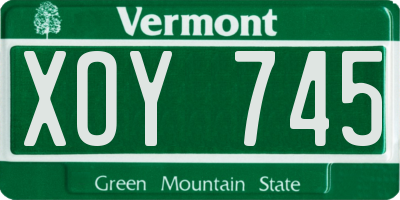 VT license plate XOY745
