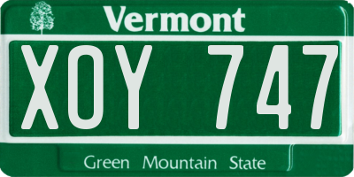 VT license plate XOY747