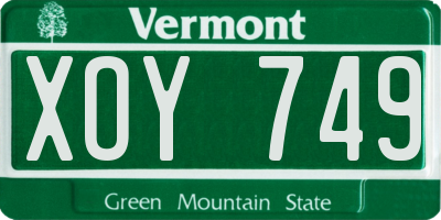 VT license plate XOY749