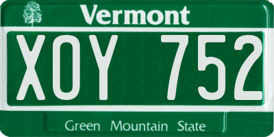 VT license plate XOY752