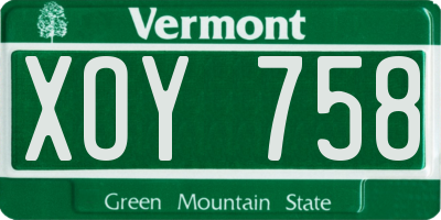 VT license plate XOY758