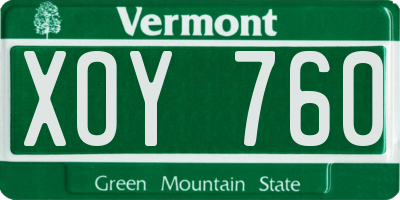 VT license plate XOY760