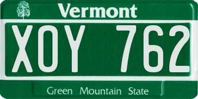 VT license plate XOY762