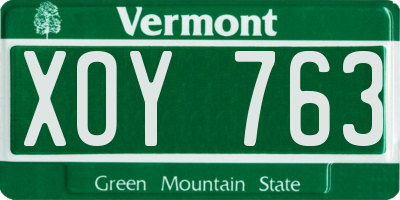 VT license plate XOY763