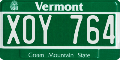 VT license plate XOY764