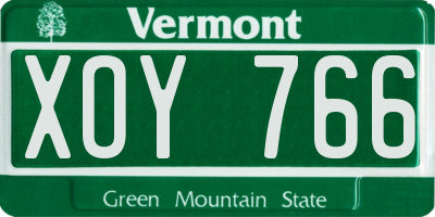 VT license plate XOY766