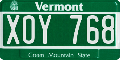 VT license plate XOY768