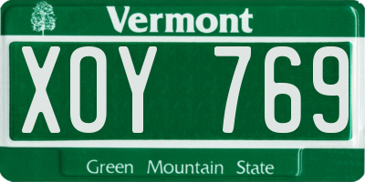 VT license plate XOY769