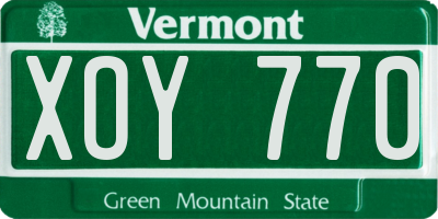 VT license plate XOY770