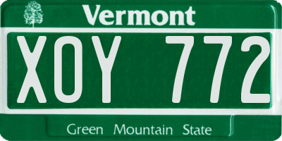 VT license plate XOY772